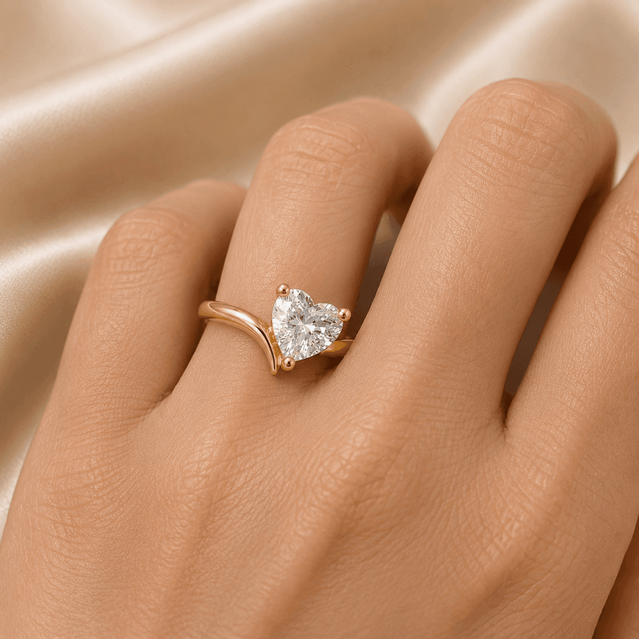 Heart Shaped Diamond Ring in Yellow Gold - Image 1