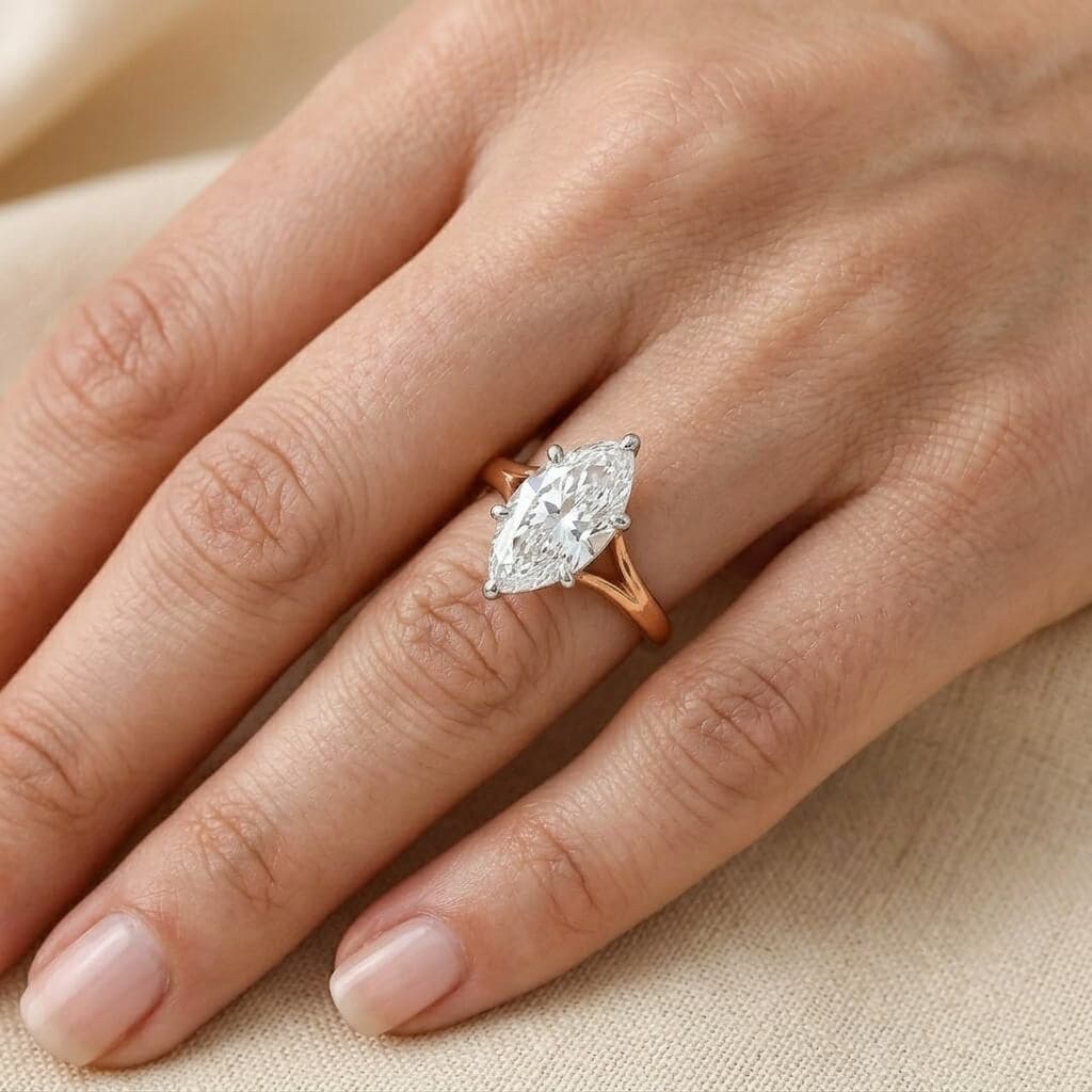 Marquise Diamond Ring in 14K Rose Gold