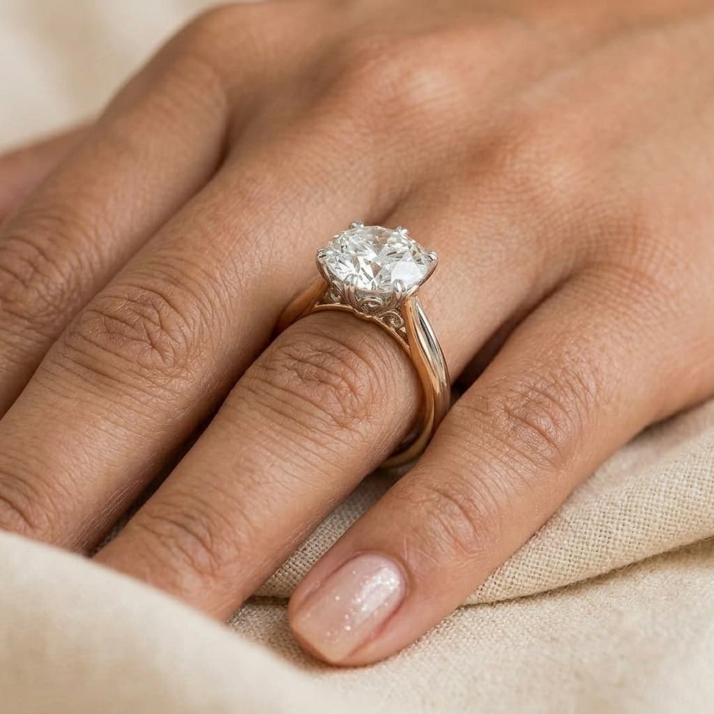 Round Diamond Solitaire Ring in Rose Gold