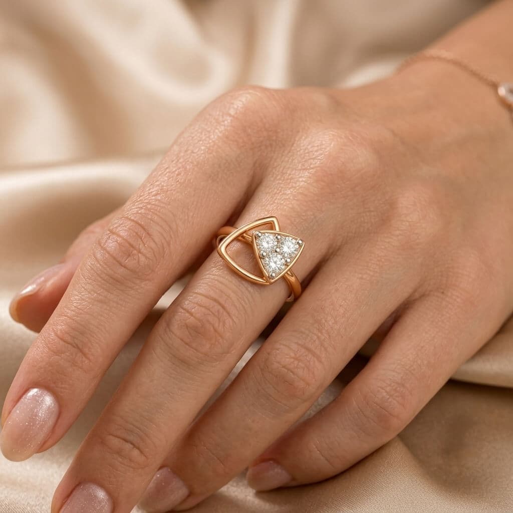 Triangle Cluster Diamond Ring in Yellow Gold