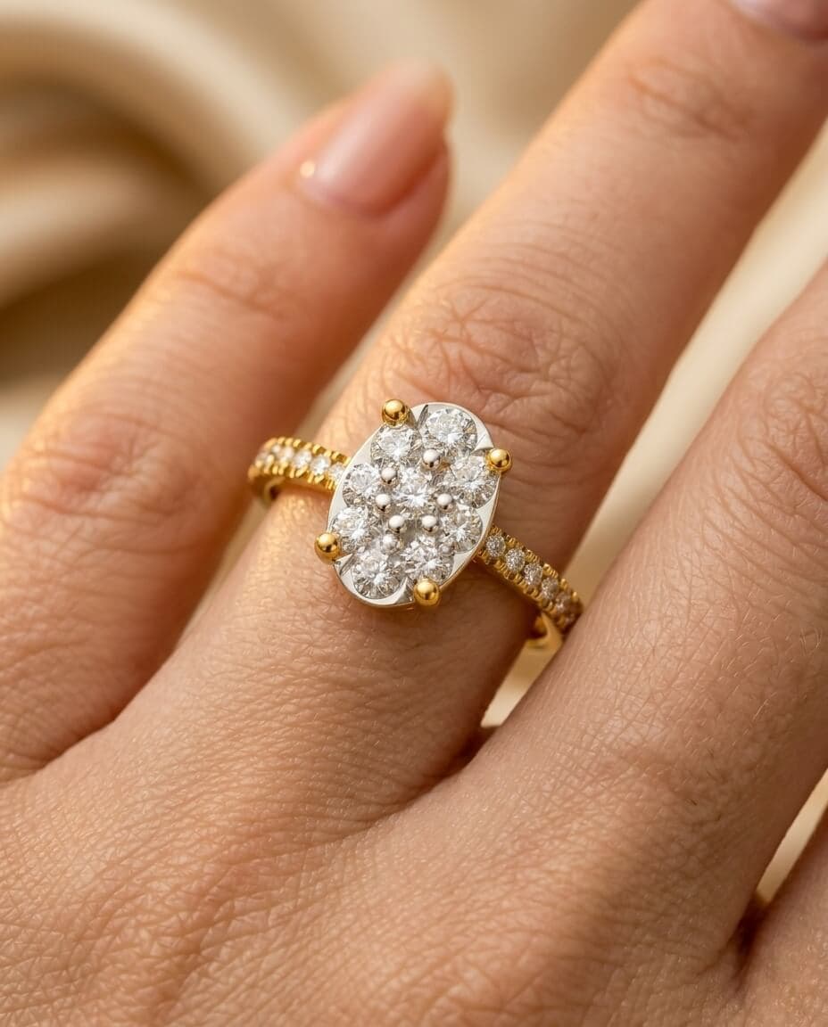 floral lab grown diamond cluster ring - Image 1